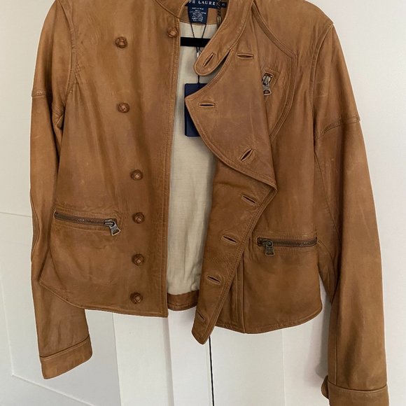 Ralph Lauren Tan Sierra Brown Leather Jacket XS - Picture 4 of 5